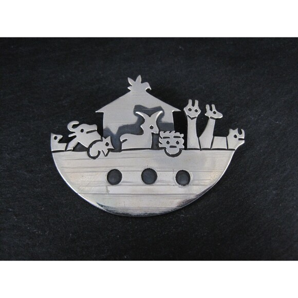Vintage Noahs Ark Brooch Pendant Mexican Sterling Silver - Picture 9 of 10